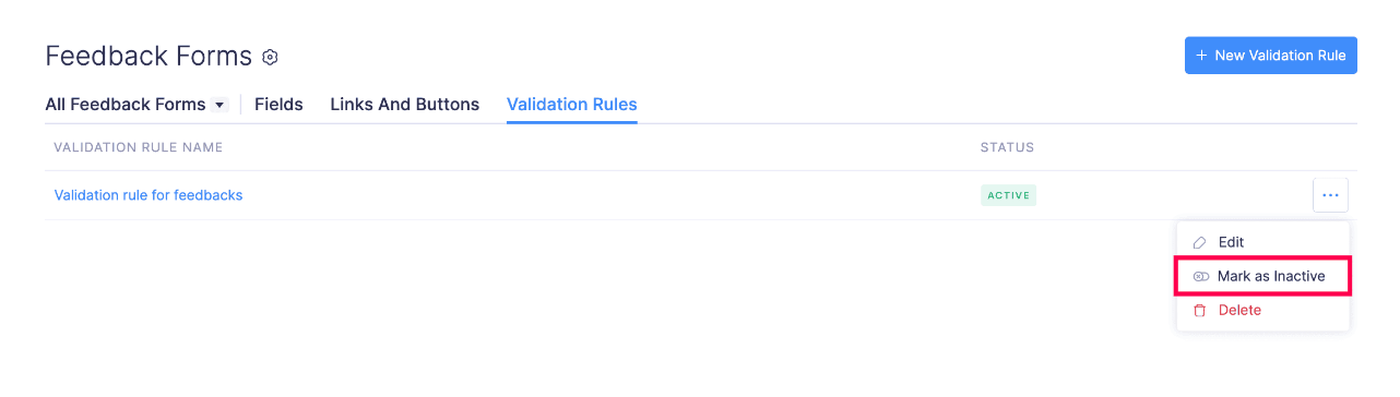 Mark Validation Rule as inactive