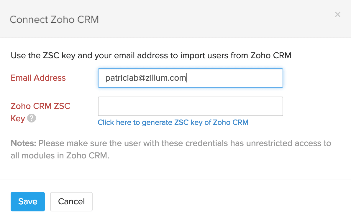 zoho crm timecamp integrations