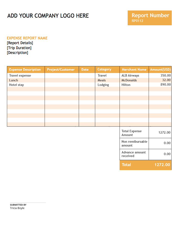 Expense Report Template Free Expense Report Zoho Expense