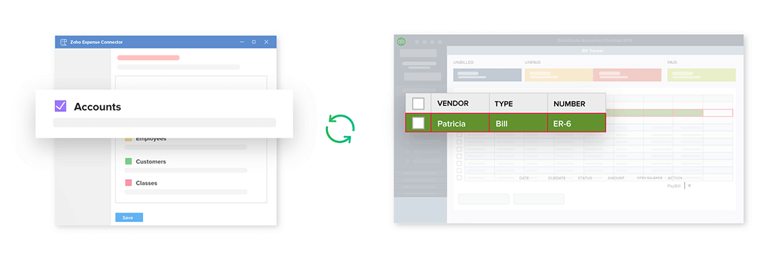 Create expenses using expense accounts from Quickbooks