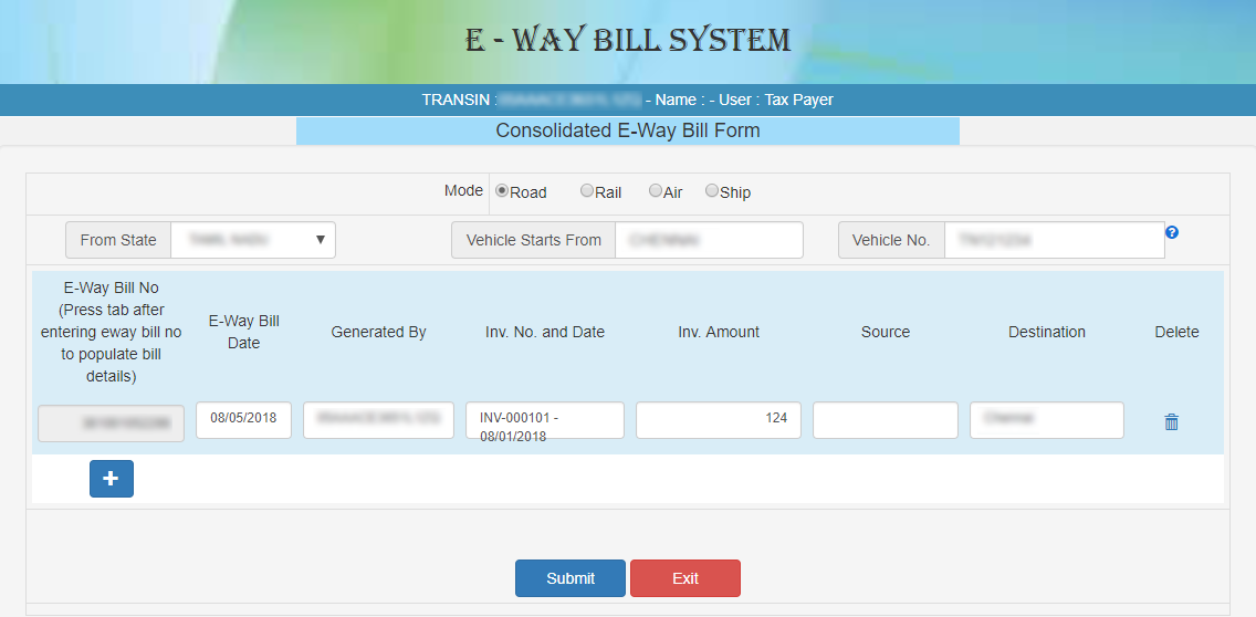 GENERATING CONSOLIDATED e-WAY BILLS