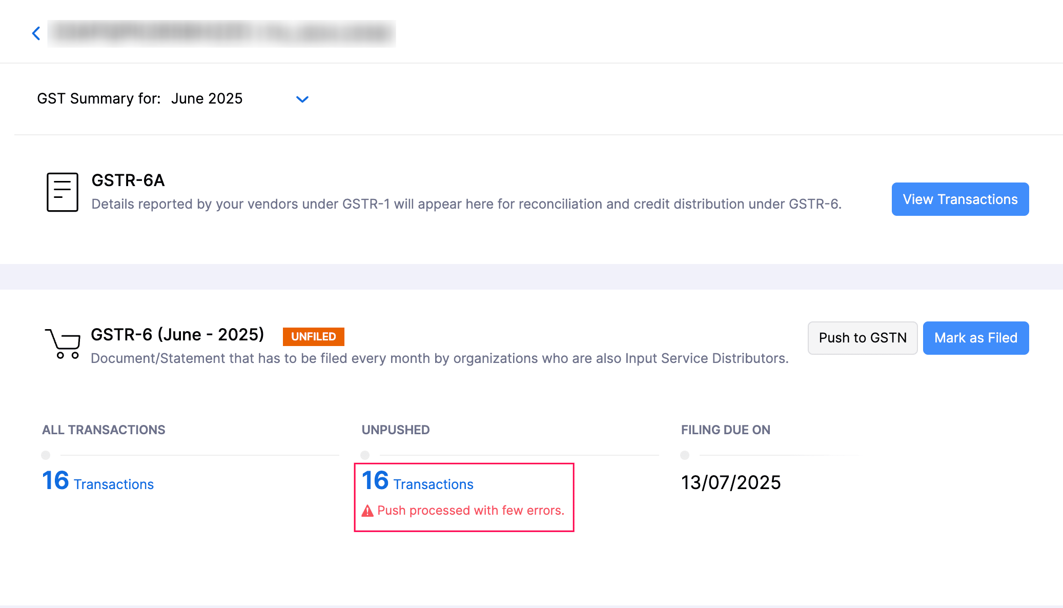 File your GSTR-6 Return