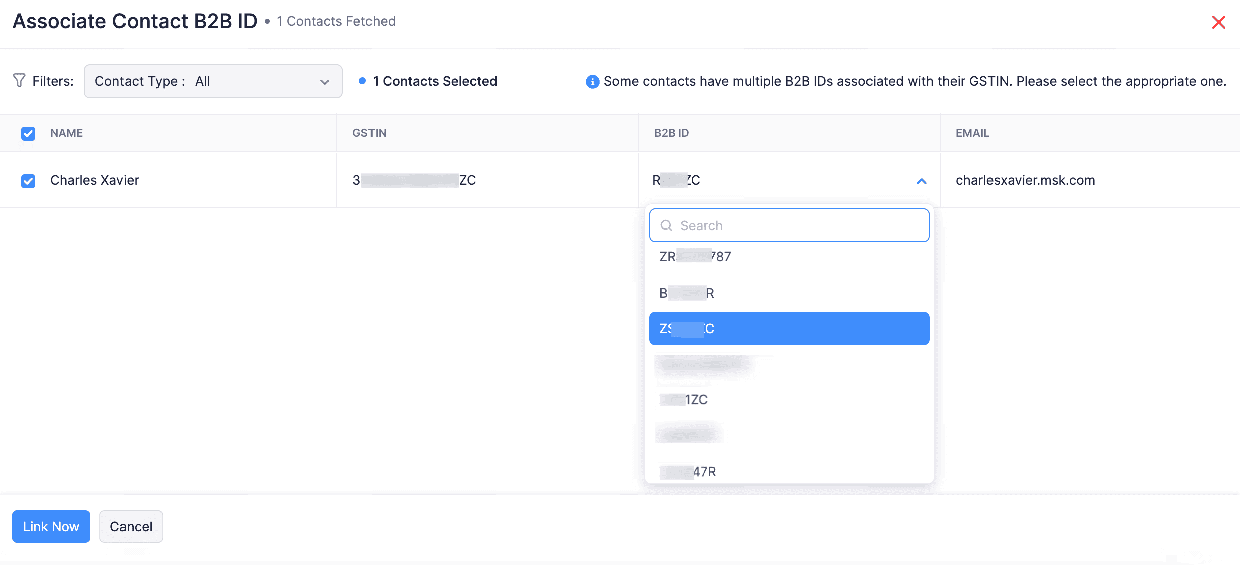 Search and Link Contacts