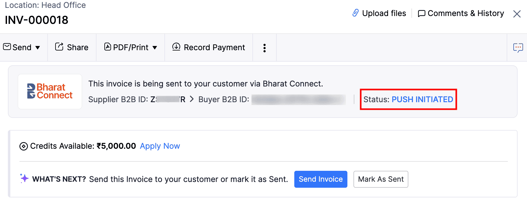 Push Invoice via Bharat Connect