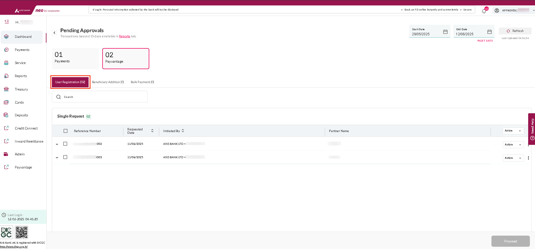 User Registration Tab