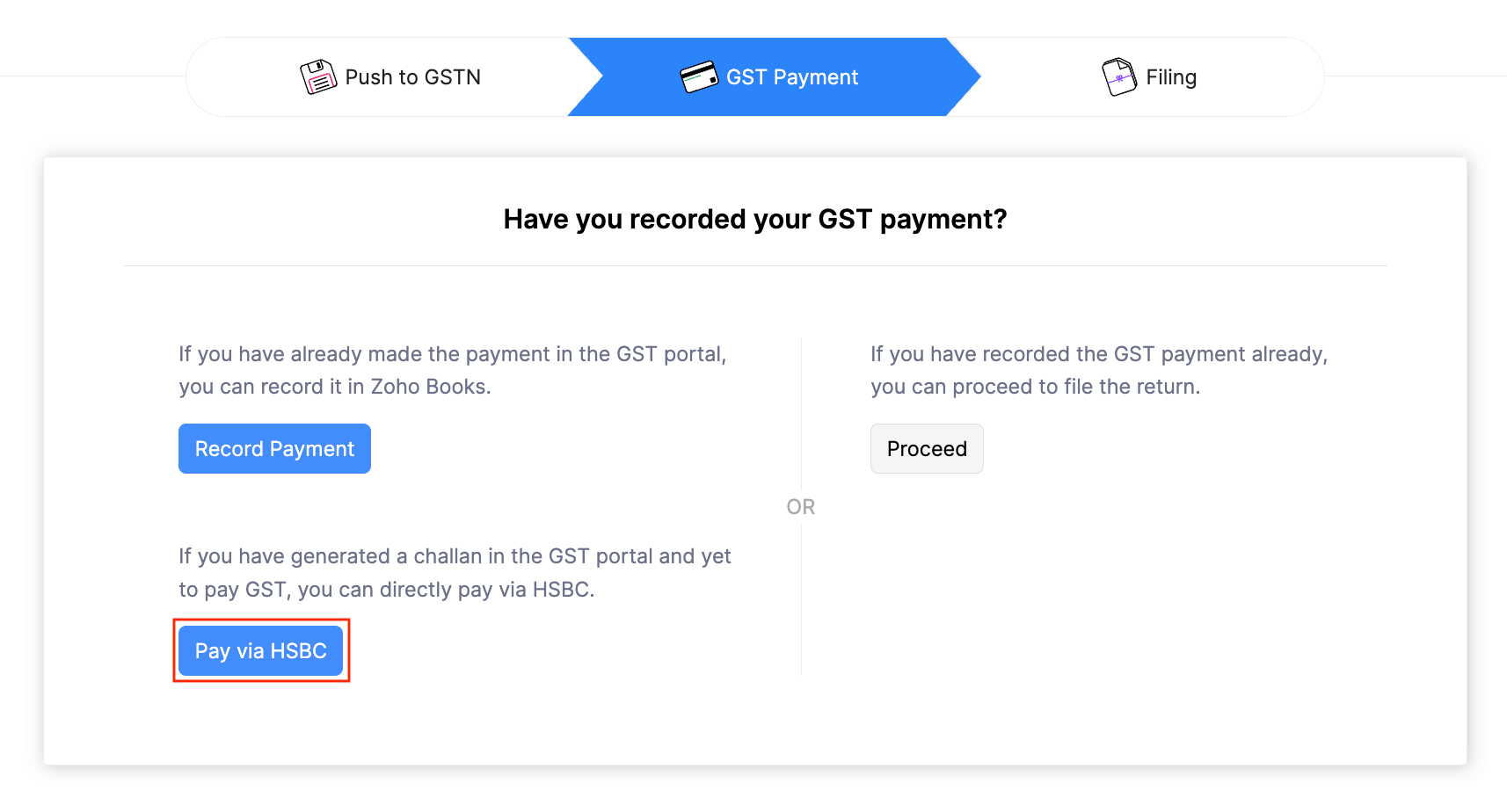 Pay GSTR-3B via HSBC