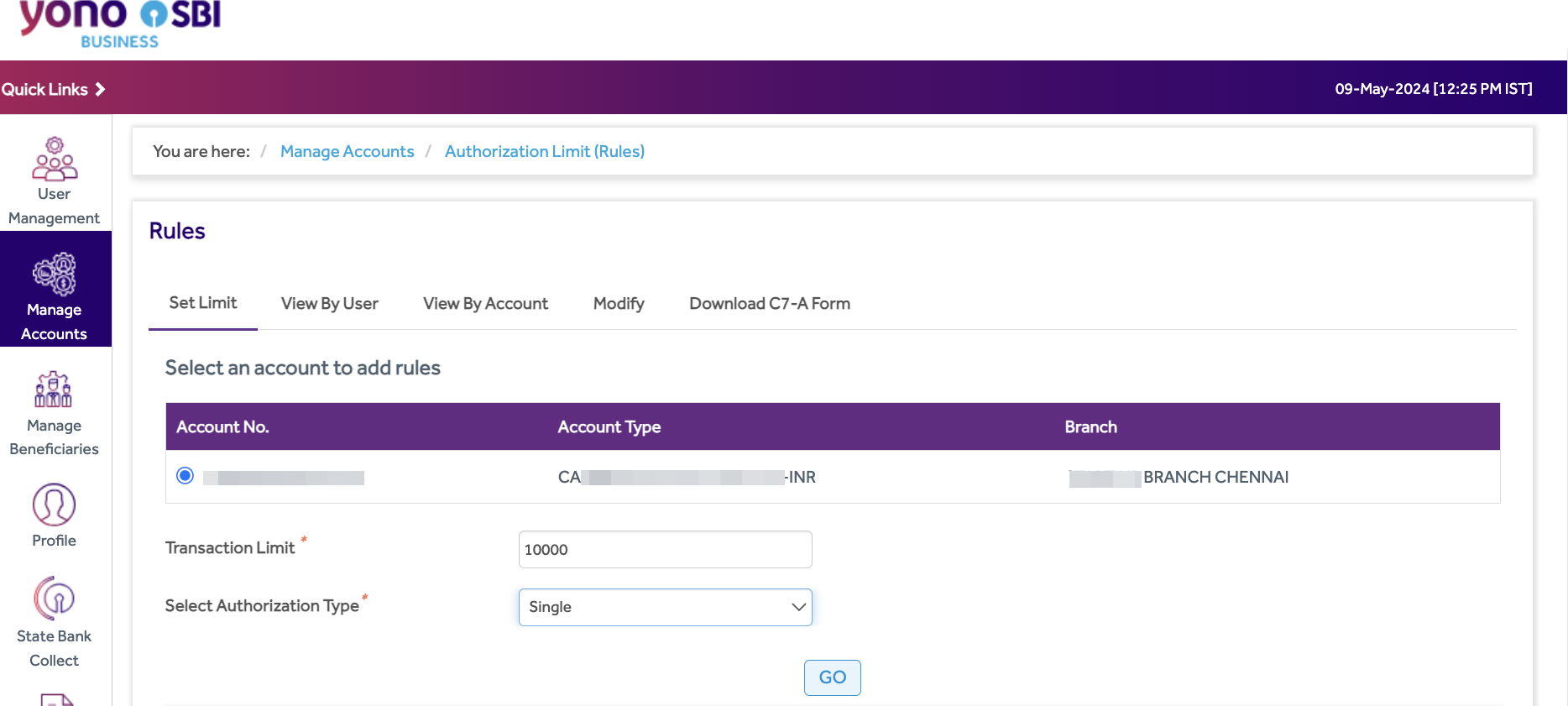 Enter Transaction Limit