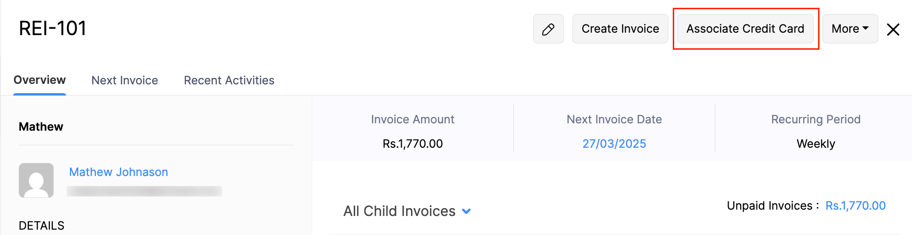 Associate Card Charge