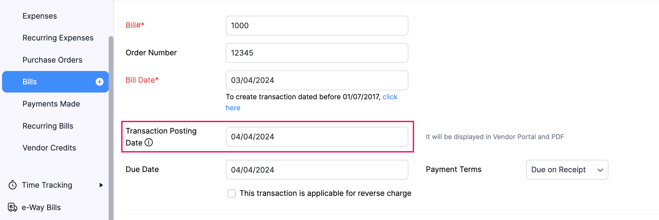transaction posting date