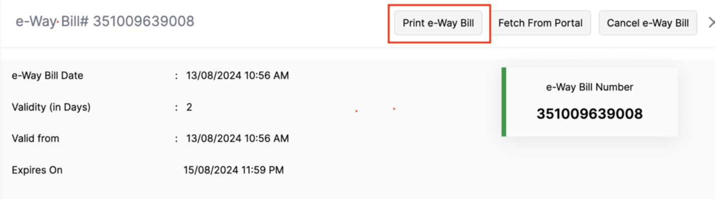 Print e-Way Bill