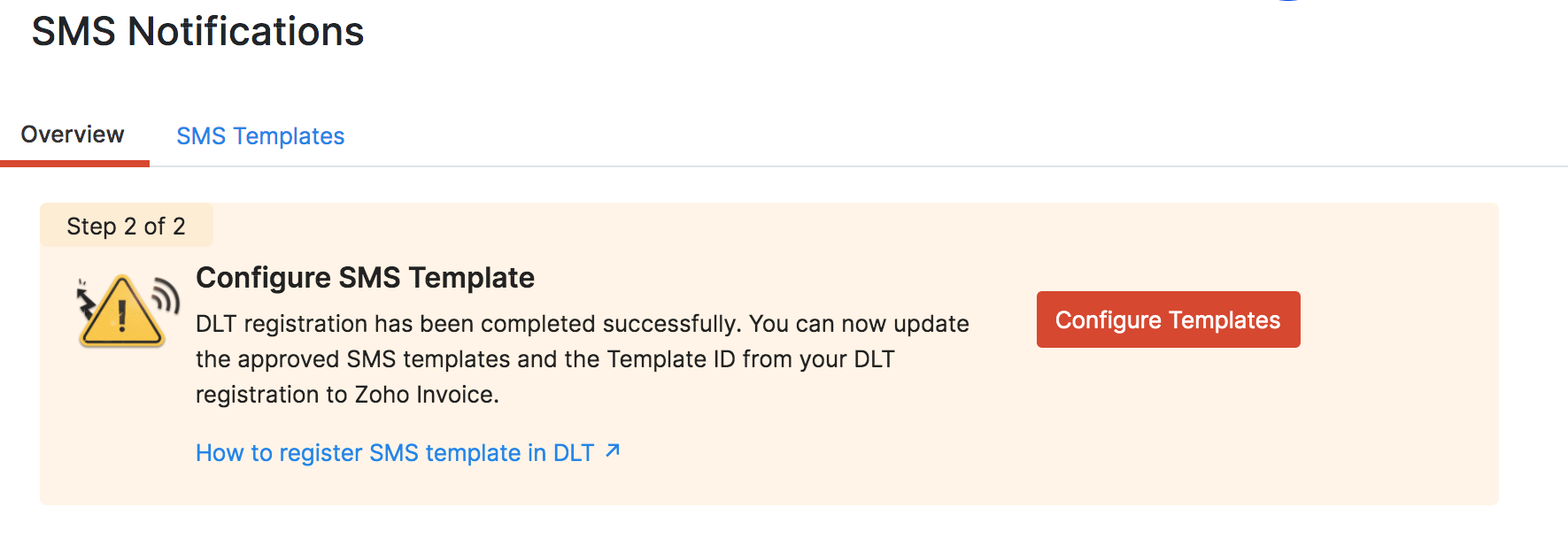 Configure SMS Tempalte in Zoho Invoice