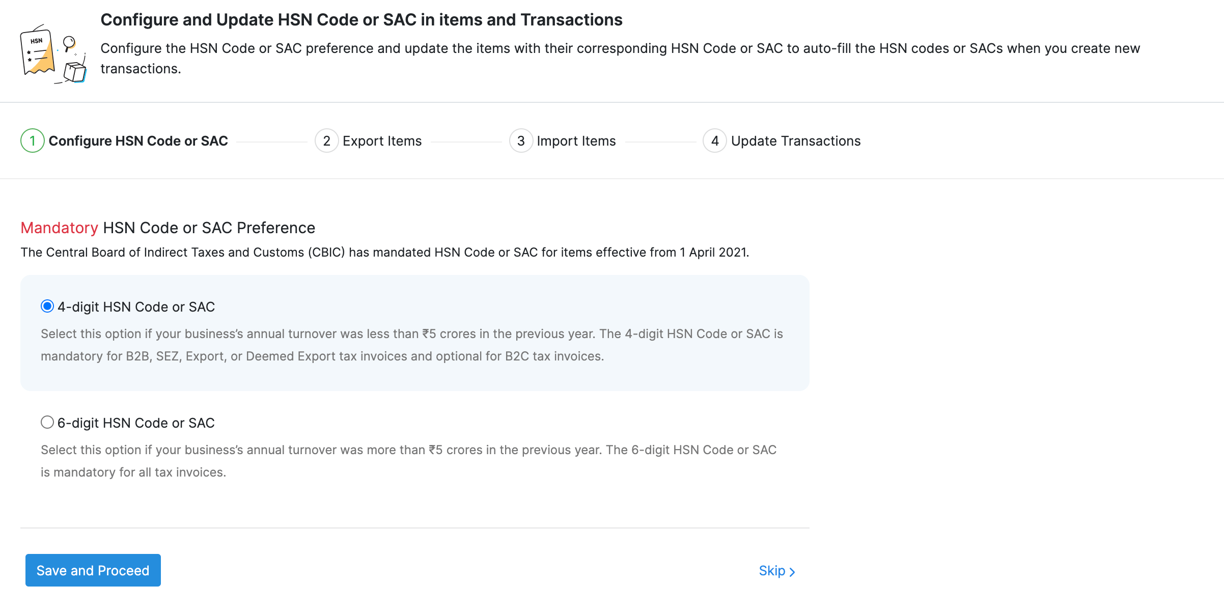 HSN Code and Configuring it in Zoho Invoice