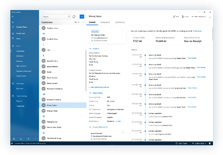 Invoice Software Features - Contacts