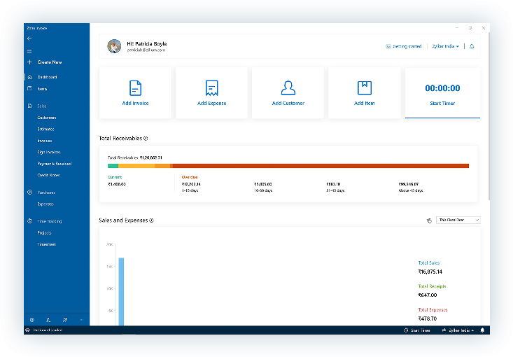 Invoice Software Features - Dashboard