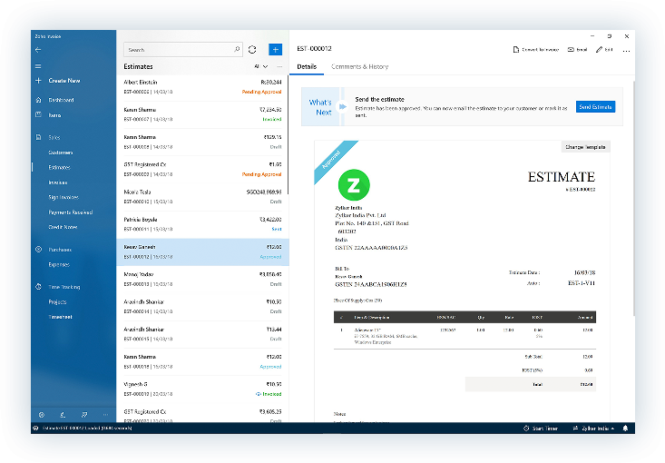 Invoice Software Features - Estimates