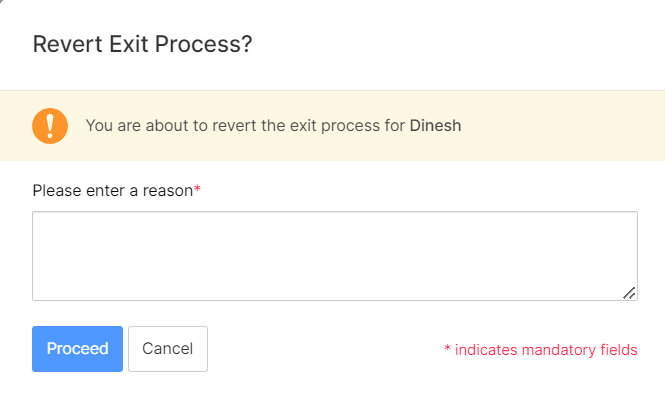 Revert Exit Process