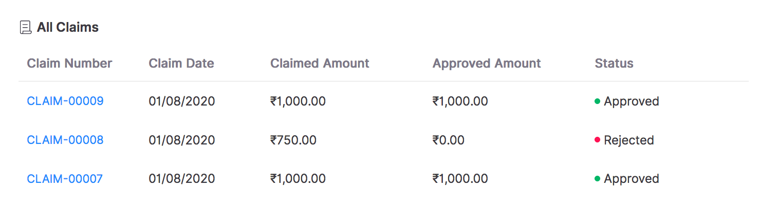 Reimbursement History