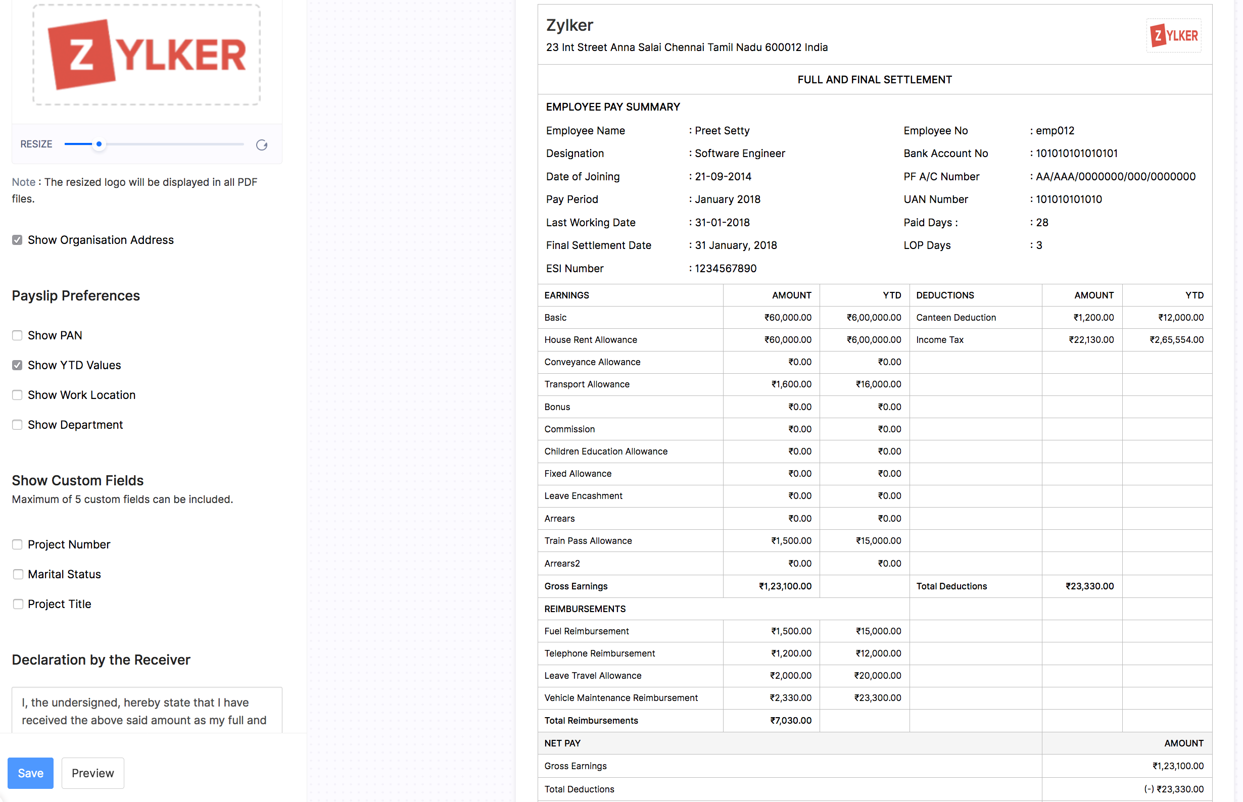 payslip templates excel