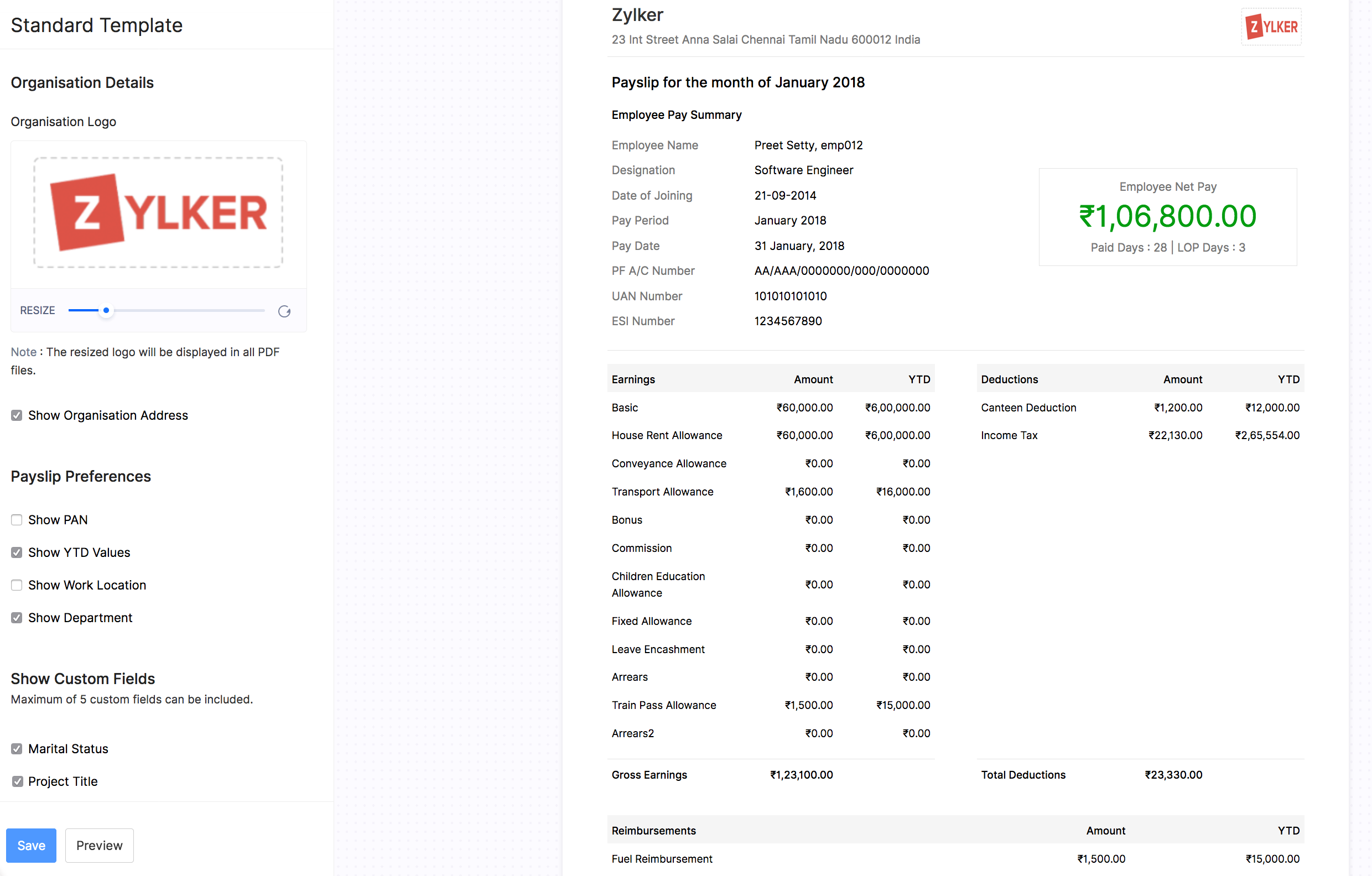 basic payslip template excel download