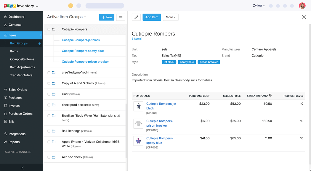 zoho inventory pricing