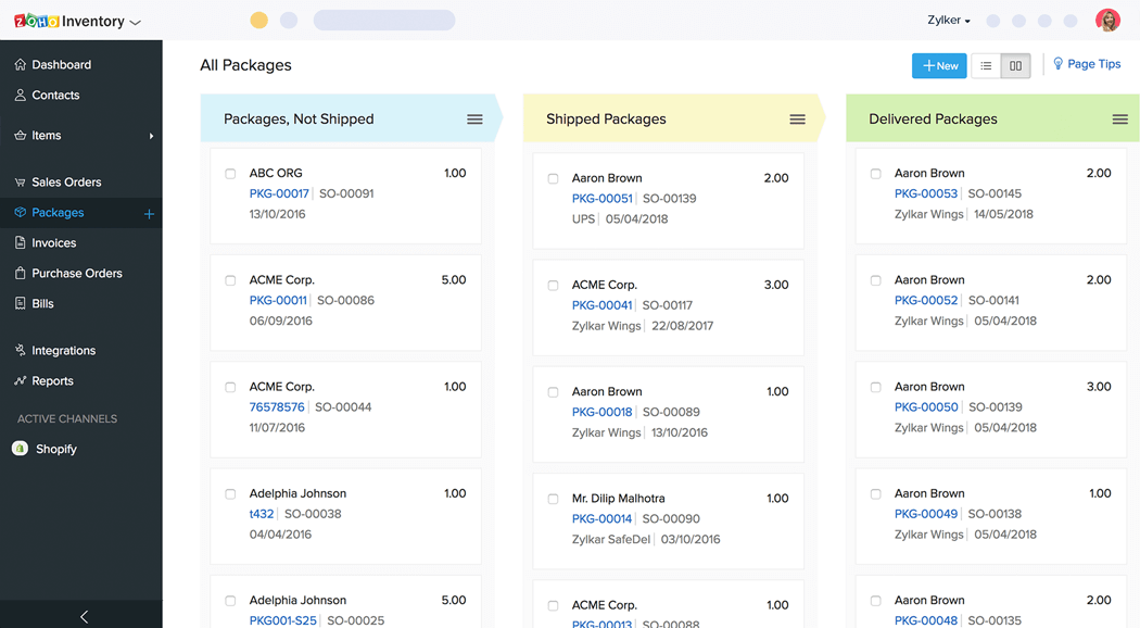 Packages & Shipments | Ecommerce Inventory Software - Zoho Inventory