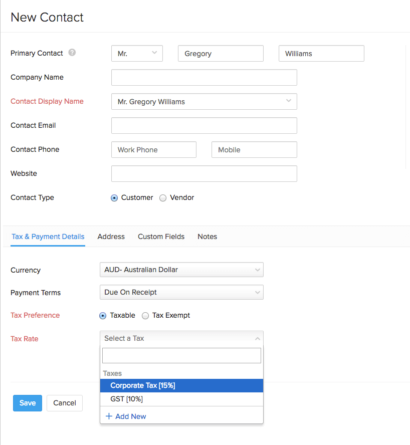 Associate Tax for Contact