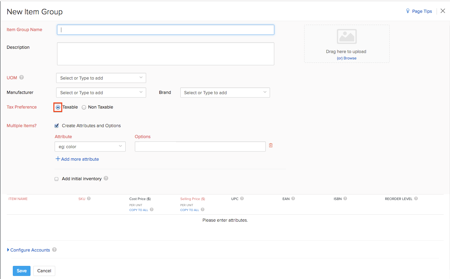 Item Group taxable