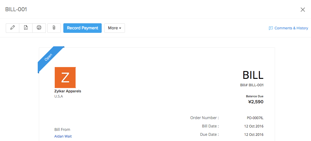 create online bill format