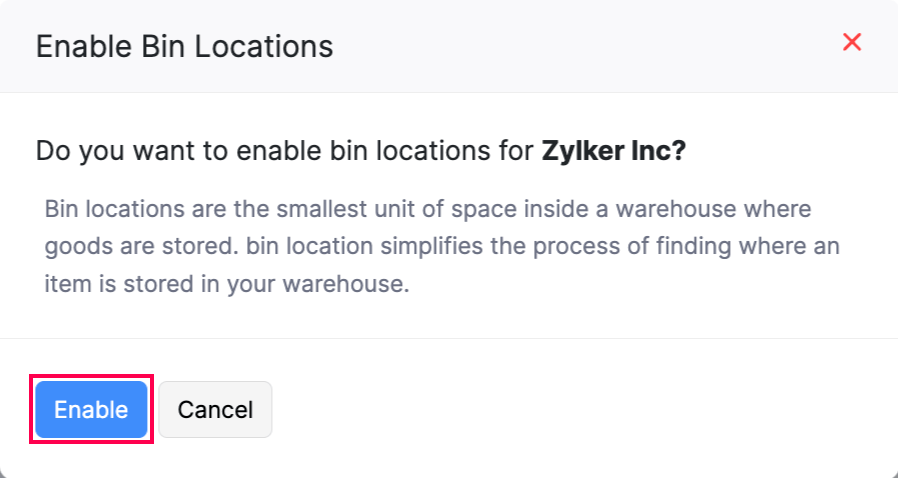 Enable Bin Locations