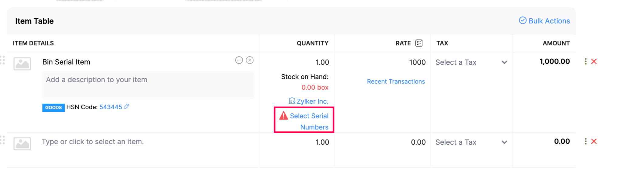 Invoices Bin Locations