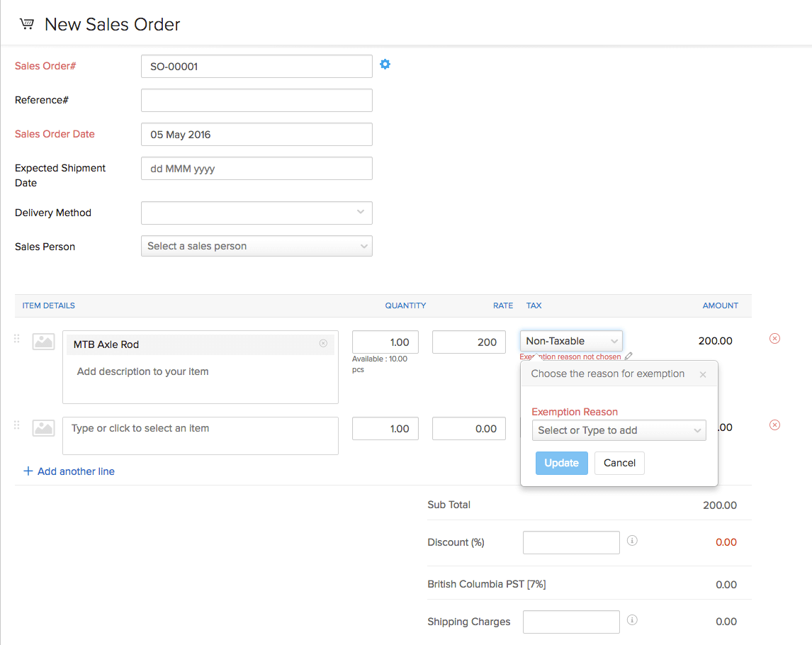 Zoho Inventory - Canada GST, PST and HST