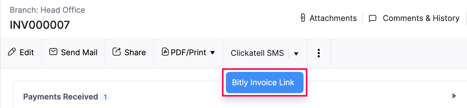 Click Bitly Invoice Link