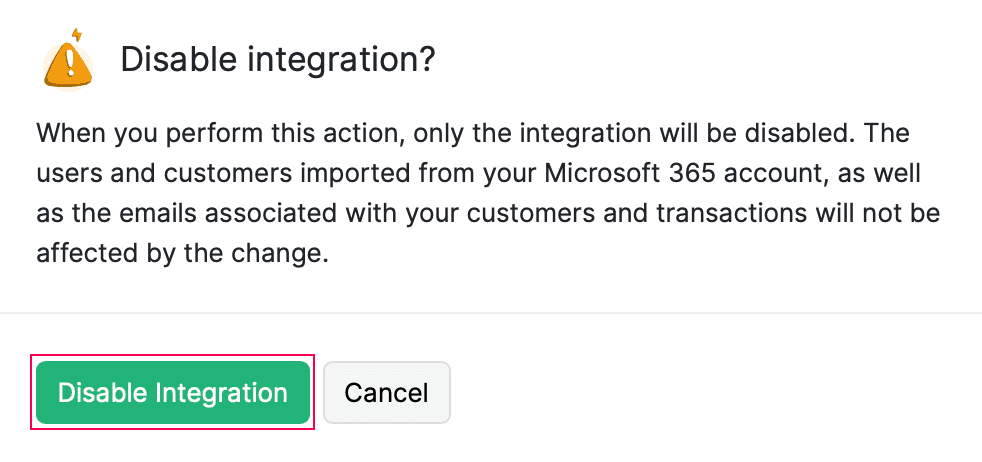Disbale Integration