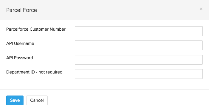 parcel force set up page