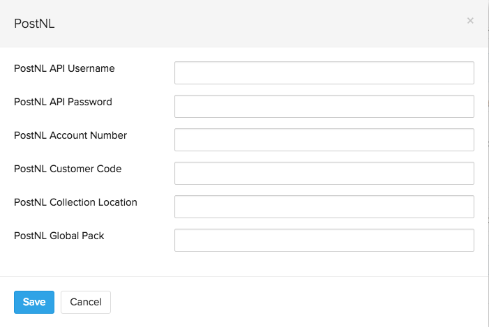 PostNL set up page