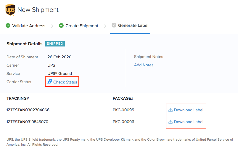 UPS Download Label