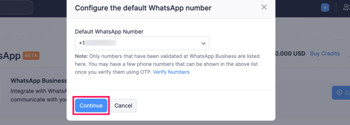 Change Default WhatsApp Number