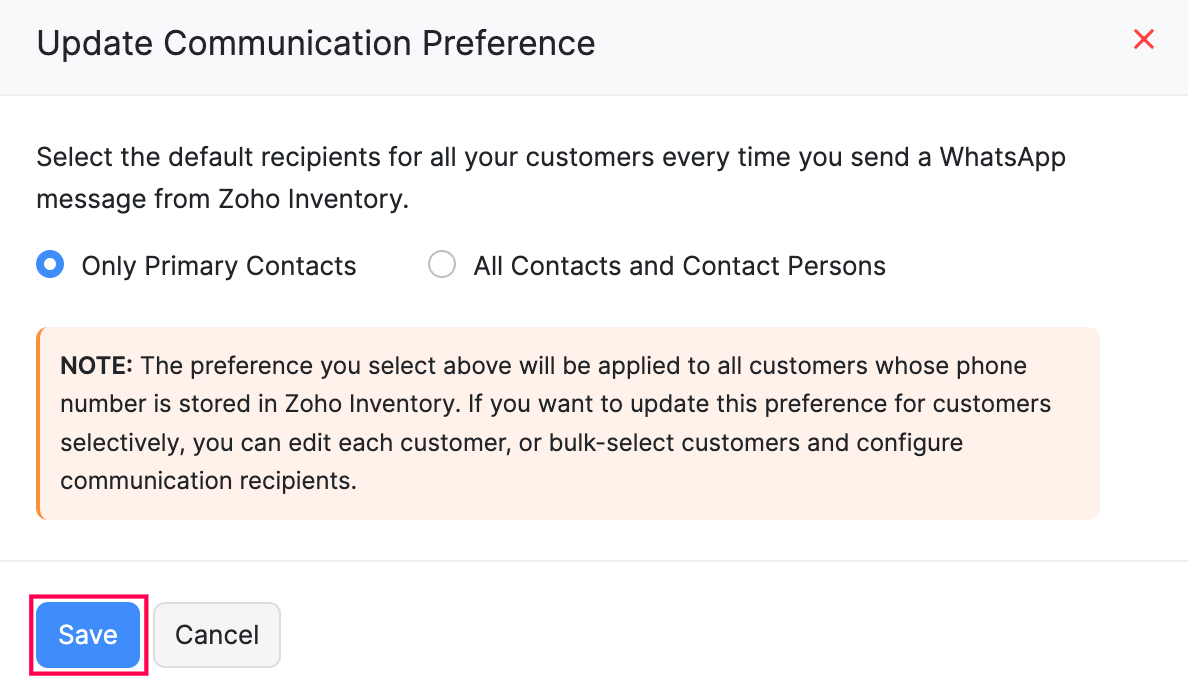 Update Communication Preference