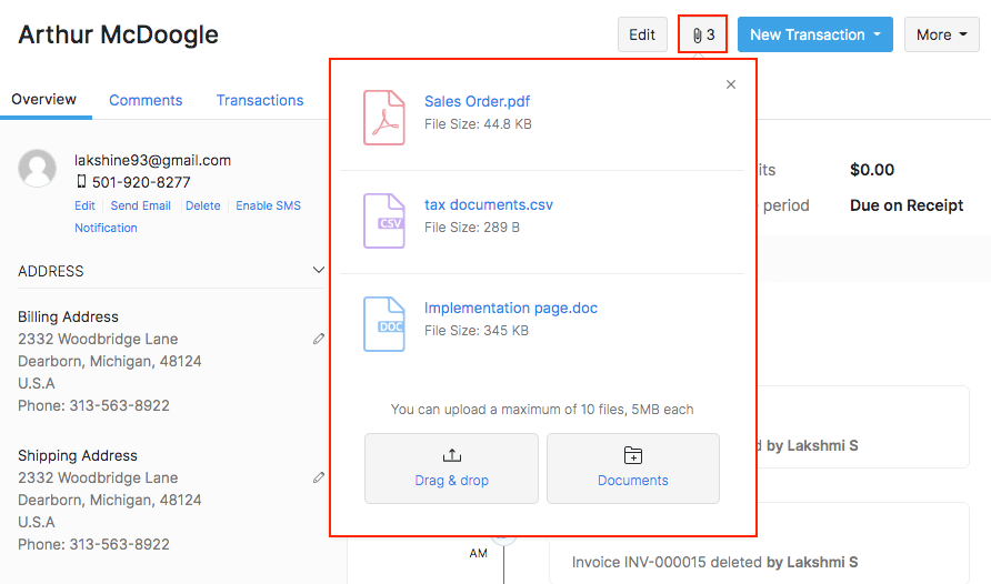 Zoho Mail - Contact-attachments