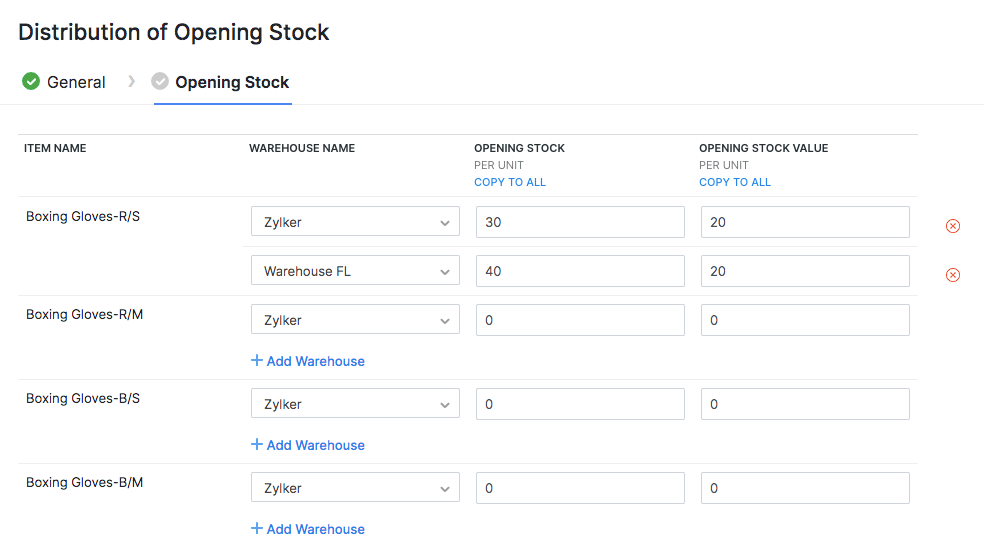 New Item Group - Opening Stock