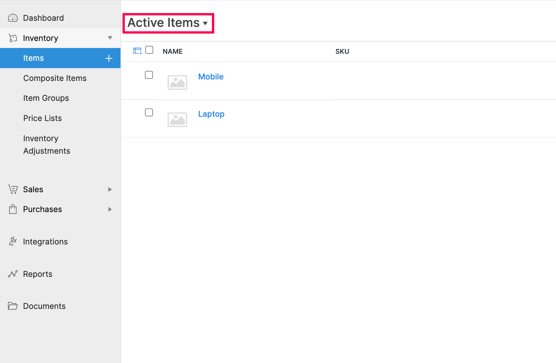 Creation of Items & Item Groups in Zoho Inventory