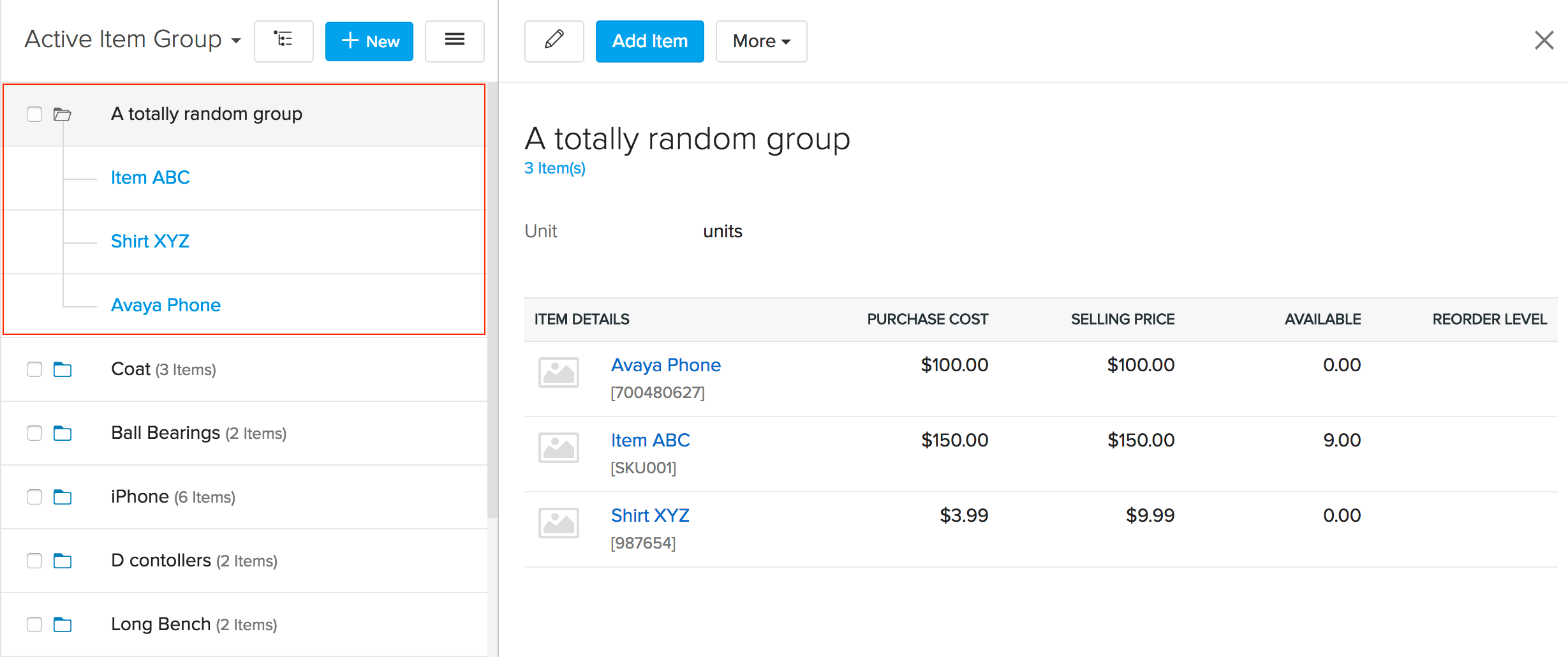 Creation of Items & Item Groups in Zoho Inventory