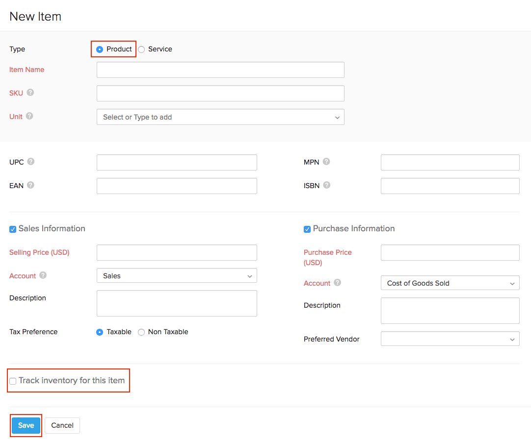 Creation of Items & Item Groups in Zoho Inventory