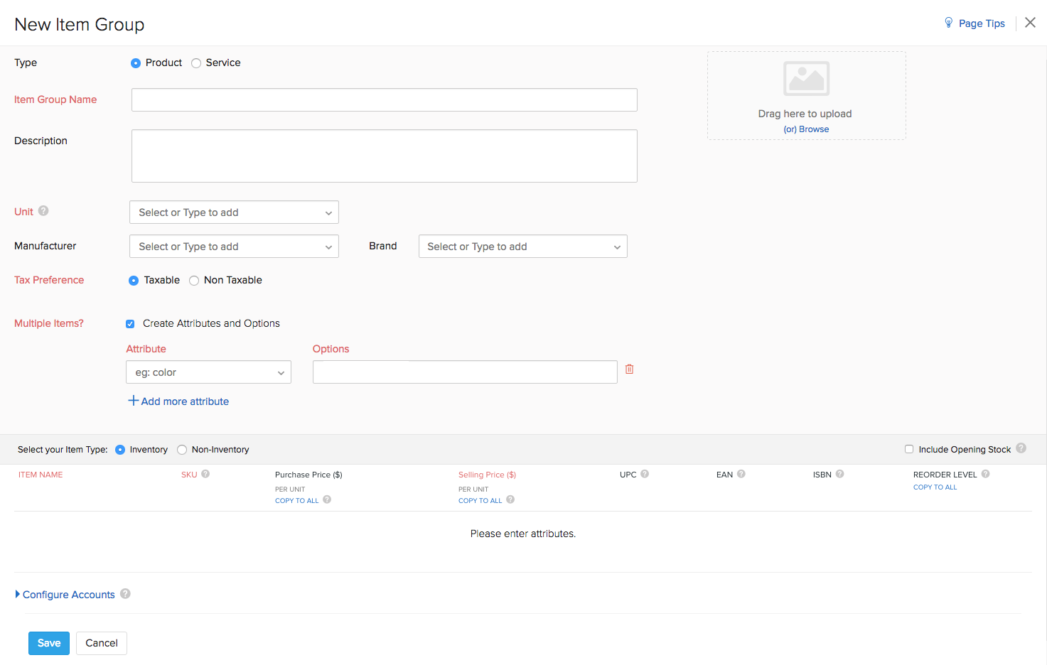 Creation of Items & Item Groups in Zoho Inventory