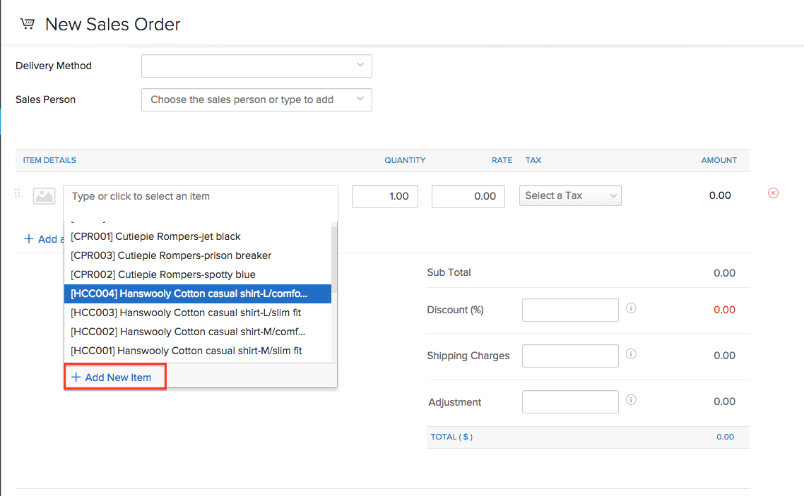 Creation of Items & Item Groups in Zoho Inventory