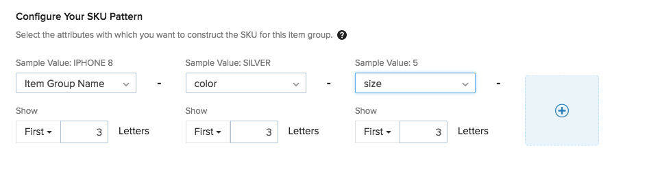 Configuring SKU pattern