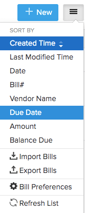 Import Bills option