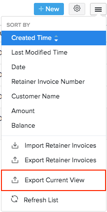 Export view option