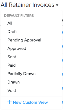 Retainer Invoices Filter