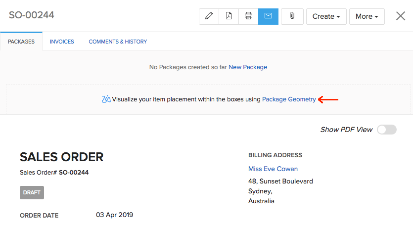 Package Geometry option in sales order